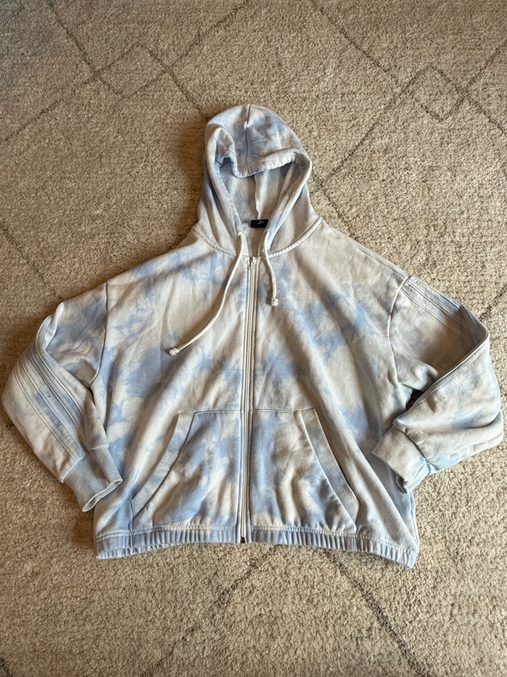 PacSun Light Blue Tie-Dye Zip Hoodie Size S